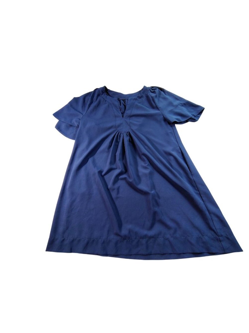 Short-Sleeve Navy Blue Dress Size X-Large Polyester Loose Fit Knee Length